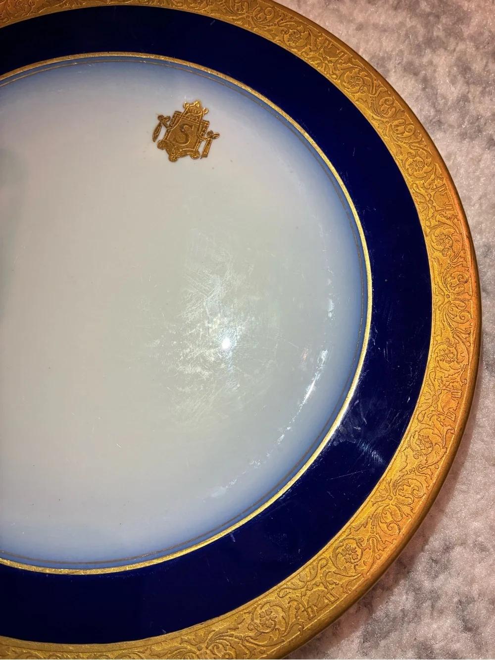 Antique Syracuse China Cobalt Blue & Gold Gilt Plate 10”